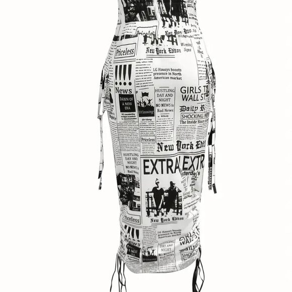 Drawstring Midi Print Skirt - Picture 2 of 3